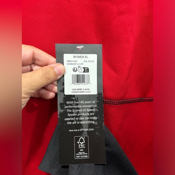 Spyder Womens XL Stretch Charger 1/2 Zip Baselayer Top Pulse Red NWT Sport Layer - Picture 4 of 10